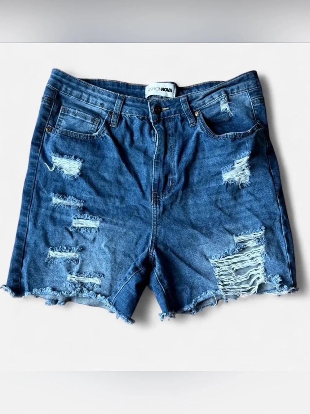 Fashion Nova High Rise Denim Shorts Size 15 - Picture 4 of 6